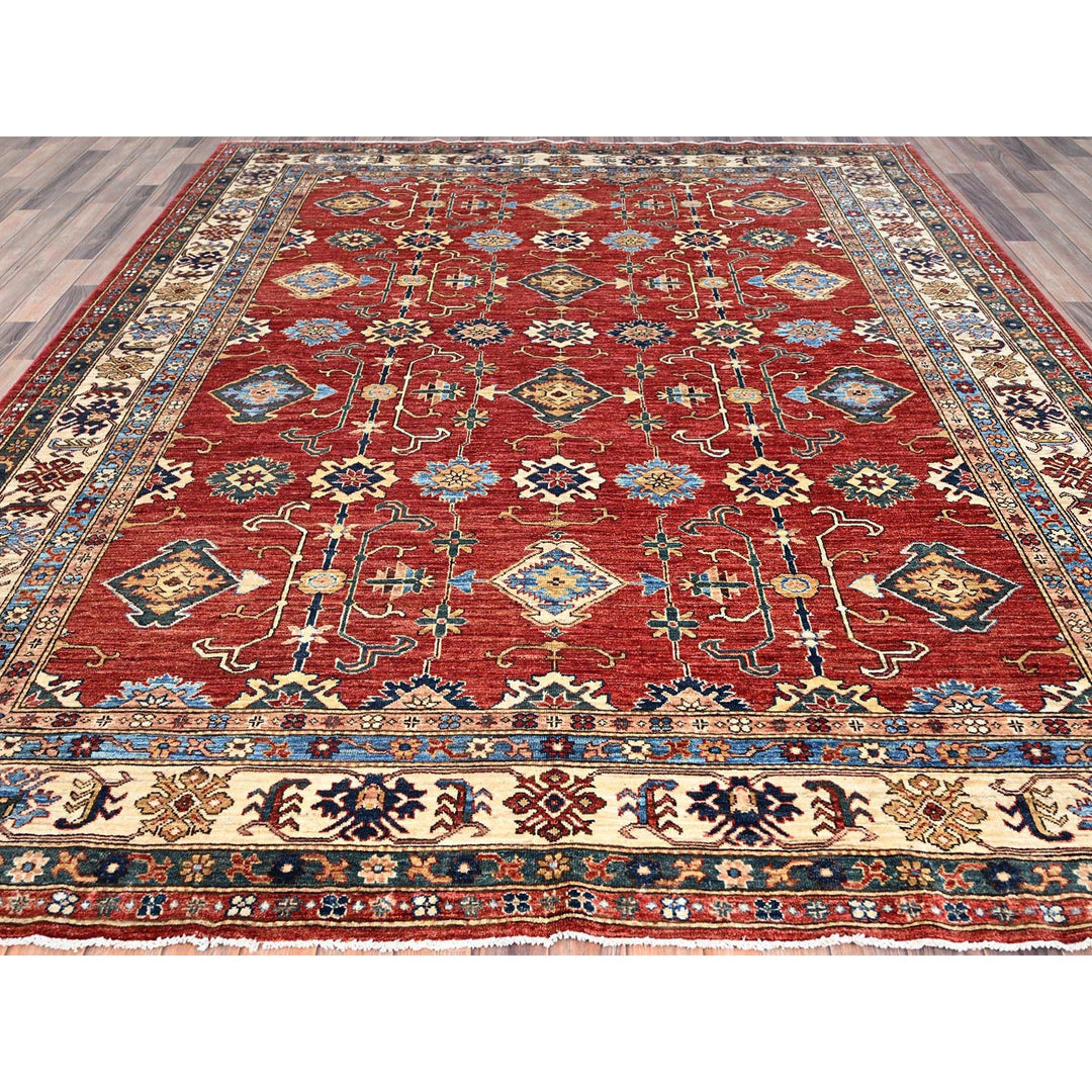 8'5" x 10'0" New Hand Knotted Red Wool Rectangle Oriental Rug - MOA10286995