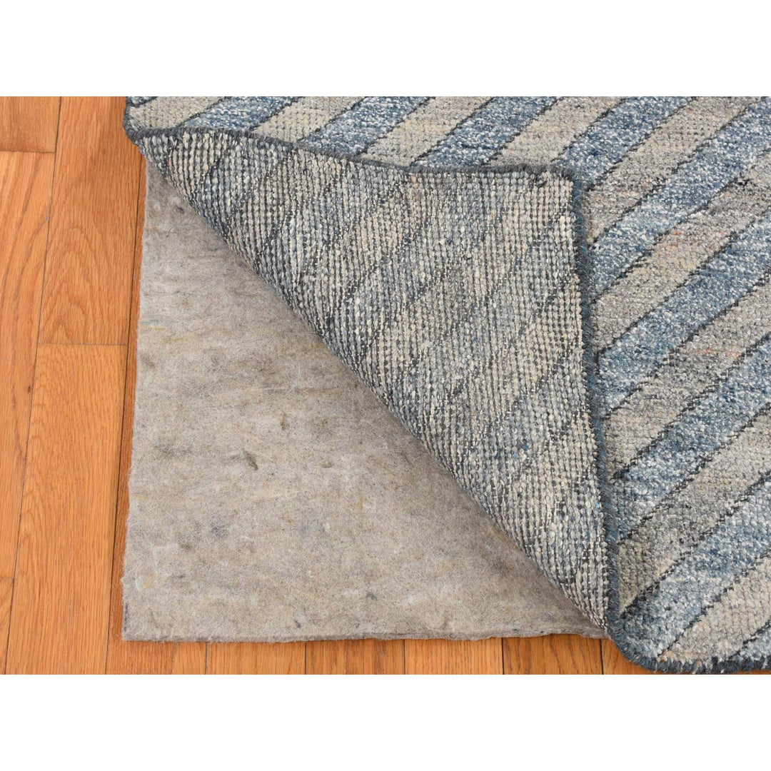 8'0" x 9'9" New Hand Knotted Blue Wool Rectangle Oriental Rug - MOA10287023