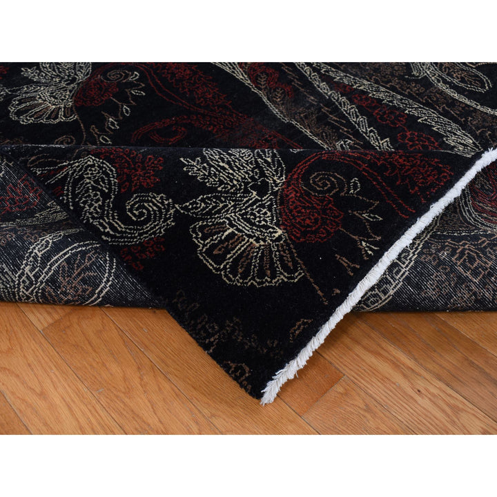 8'1" x 10'0" New Hand Knotted Black Wool Rectangle Oriental Rug - MOA10287029