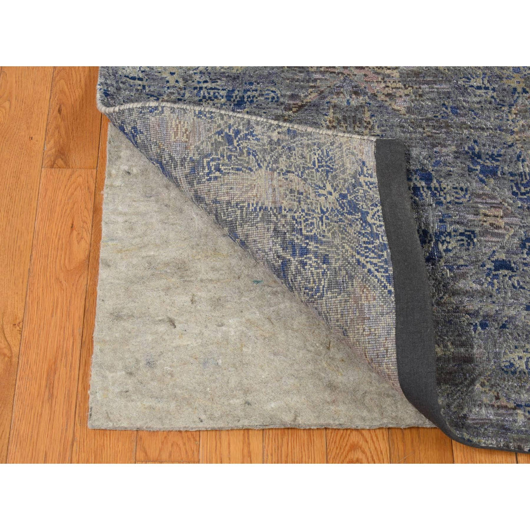 8'0" x 10'2" New Hand Knotted Grey Wool & Silk Rectangle Oriental Rug - MOA10287033