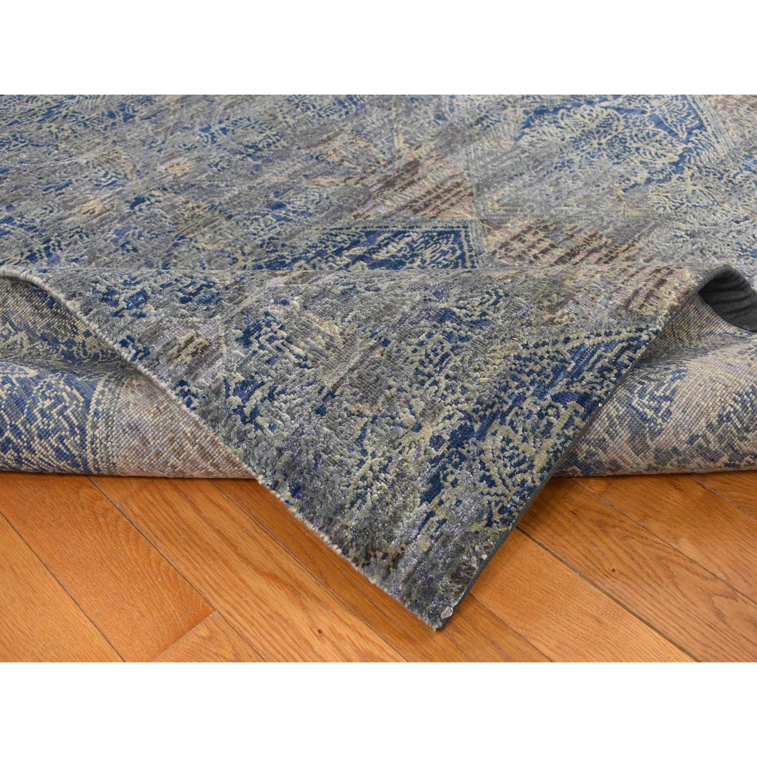 8'0" x 10'2" New Hand Knotted Grey Wool & Silk Rectangle Oriental Rug - MOA10287033