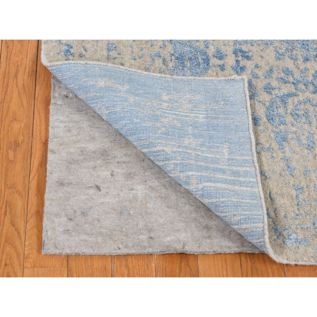 7'10" x 9'9" New Hand Loomed Blue Wool Rectangle Oriental Rug - MOA10287058