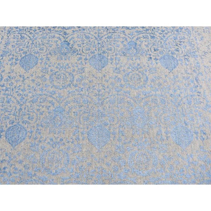 7'10" x 9'9" New Hand Loomed Blue Wool Rectangle Oriental Rug - MOA10287058