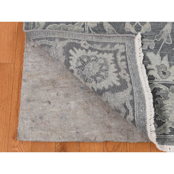 9'0" x 12'4" New Hand Knotted Grey Wool & Silk Rectangle Oriental Rug - MOA10287070