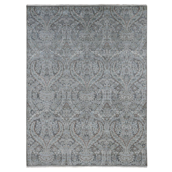 9'0" x 12'2" New Hand Knotted Grey Wool Rectangle Oriental Rug - MOA10287073