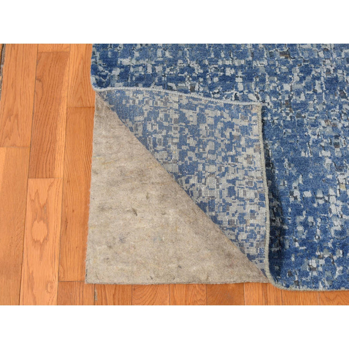 10'0" x 14'0" New Hand Knotted Blue Wool & Silk Rectangle Oriental Rug - MOA10287085