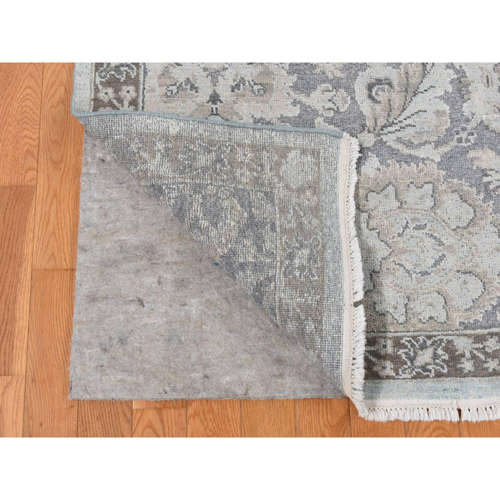 9'1" x 12'5" New Hand Knotted Grey Wool & Silk Rectangle Oriental Rug - MOA10287093