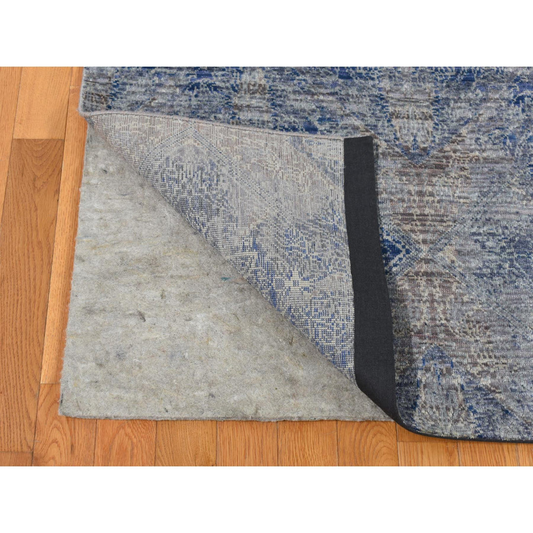 9'0" x 12'0" New Hand Knotted Grey Wool & Silk Rectangle Oriental Rug - MOA10287095