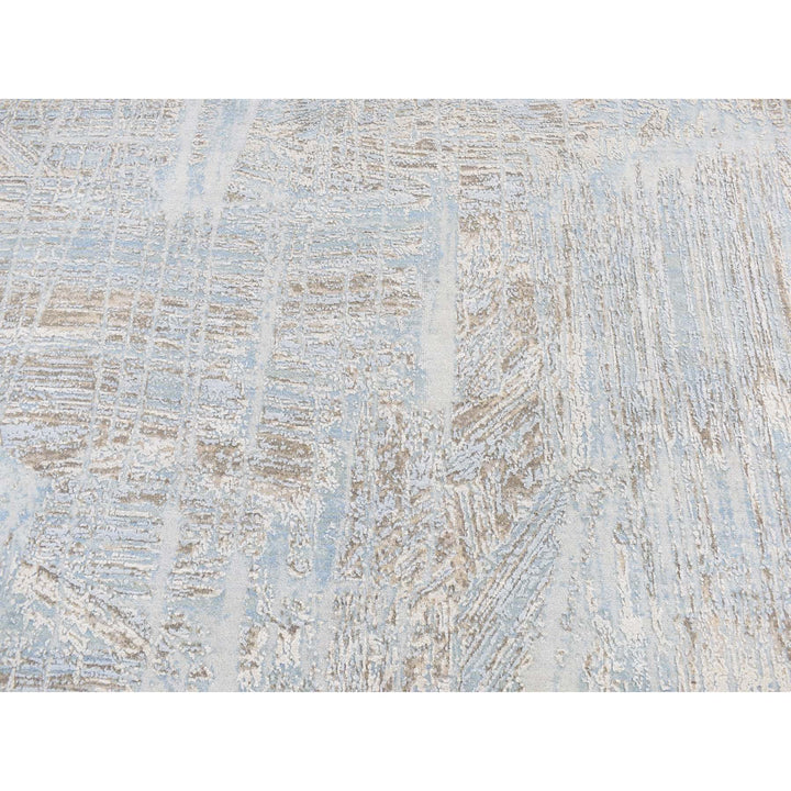 8'9" x 12'0" New Hand Knotted Blue Wool & Silk Rectangle Oriental Rug - MOA10287103