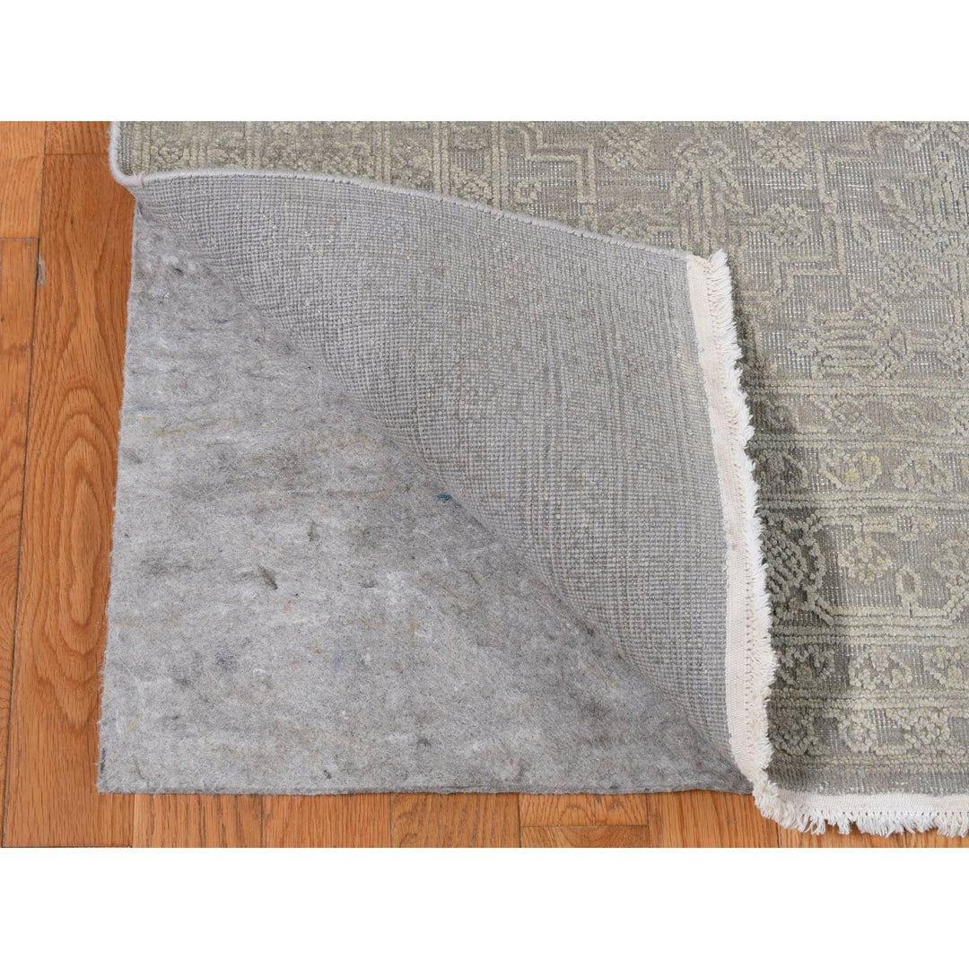 8'10" x 12'0" New Hand Knotted Grey Wool & Silk Rectangle Oriental Rug - MOA10287105