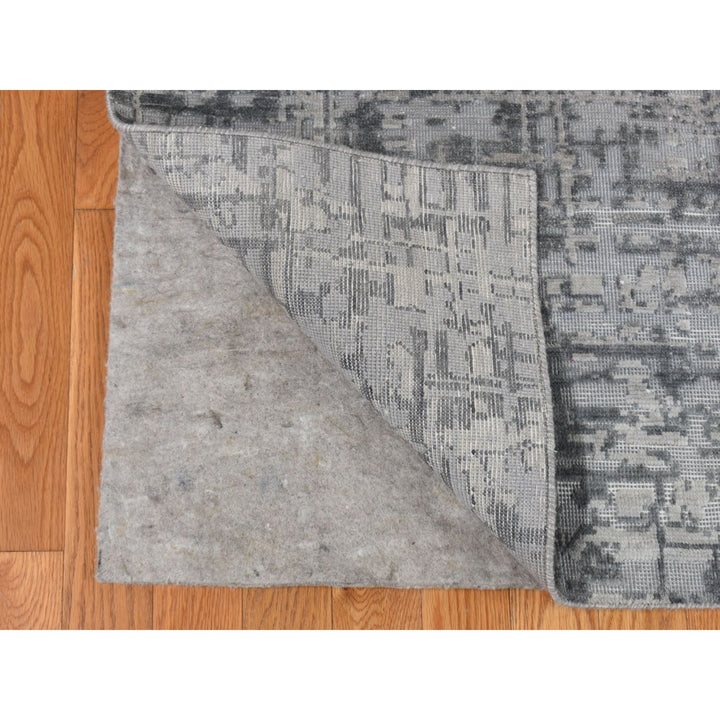 9'2" x 12'4" New Hand Knotted Grey Wool & Silk Rectangle Oriental Rug - MOA10287109