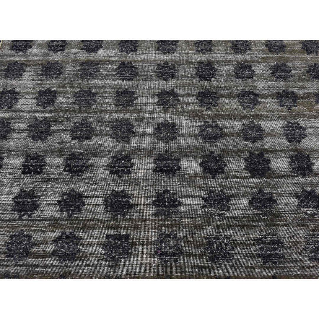 9'0" x 12'0" New Hand Knotted Grey Wool & Silk Rectangle Oriental Rug - MOA10287121