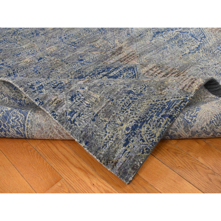 8'9" x 12'0" New Hand Knotted Blue Wool & Silk Rectangle Oriental Rug - MOA10287123