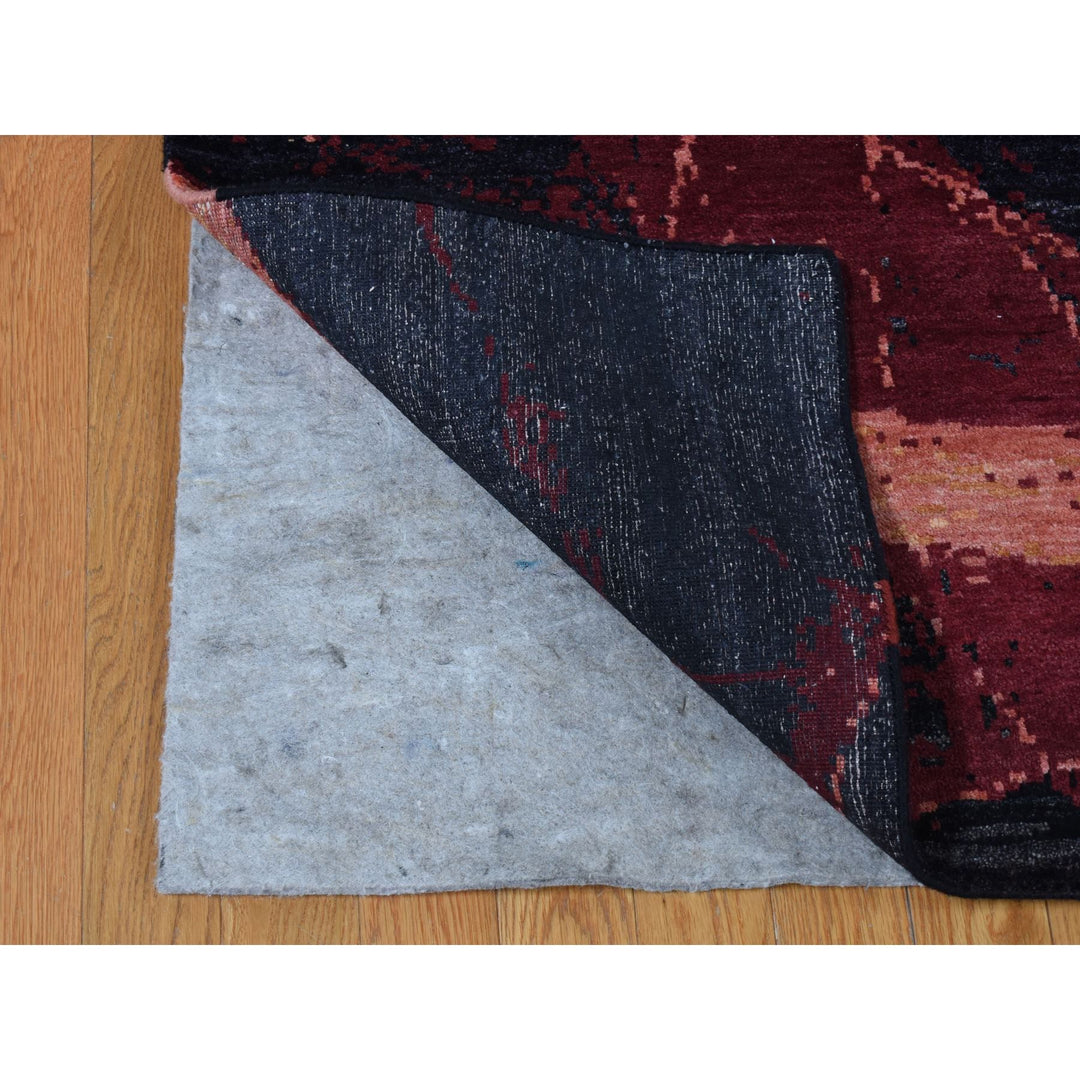 9'2" x 12'0" New Hand Knotted Red Wool & Silk Rectangle Oriental Rug - MOA10287129