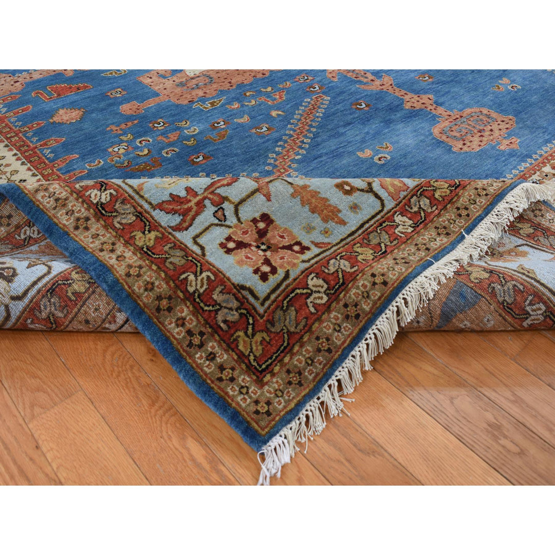 9'2" x 11'7" New Hand Knotted Blue Cotton Rectangle Oriental Rug - MOA10287151