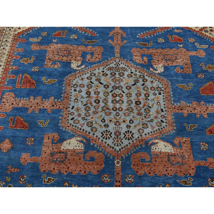 9'2" x 11'7" New Hand Knotted Blue Cotton Rectangle Oriental Rug - MOA10287151