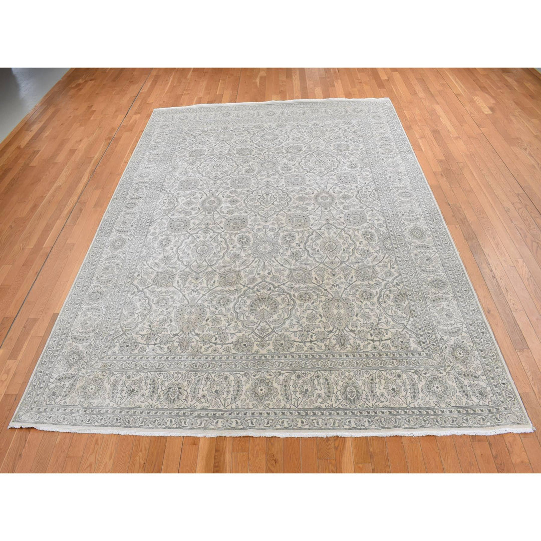 8'10" x 12'0" New Hand Knotted Ivory Silk Rectangle Oriental Rug - MOA10287155