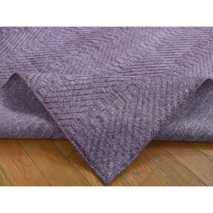 5'1" x 7'1" New Hand Loomed Purple Wool Rectangle Oriental Rug - MOA10287160