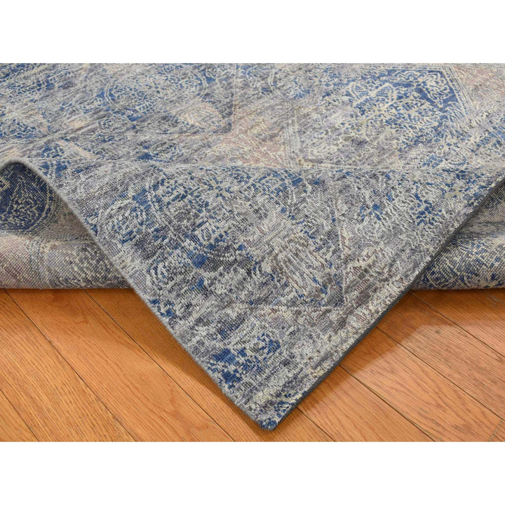 4'9" x 7'0" New Hand Knotted Grey Wool & Silk Rectangle Oriental Rug - MOA10287170