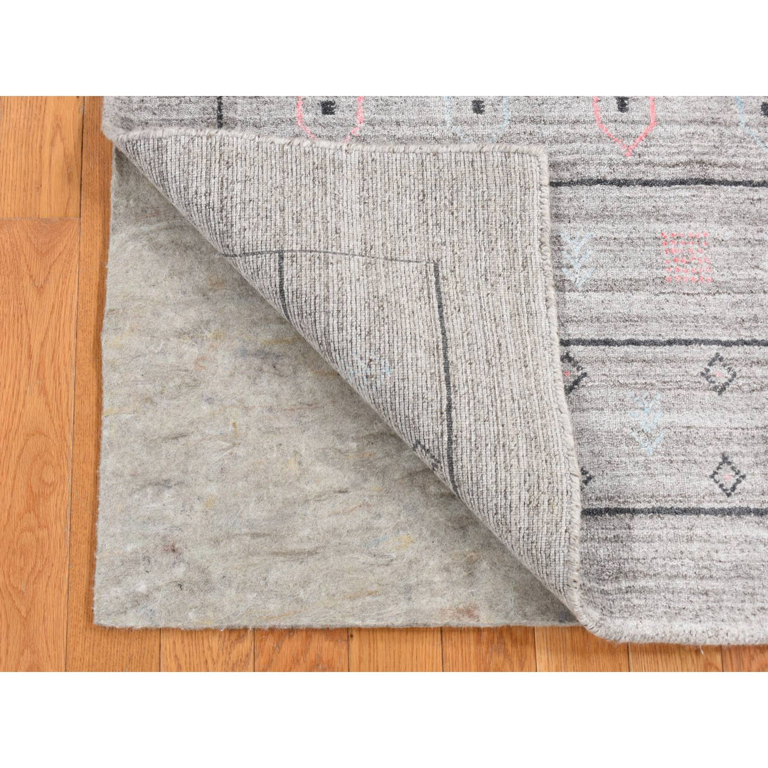 4'3" x 4'3" New Hand Loomed Grey Wool Rectangle Oriental Rug - MOA10287196