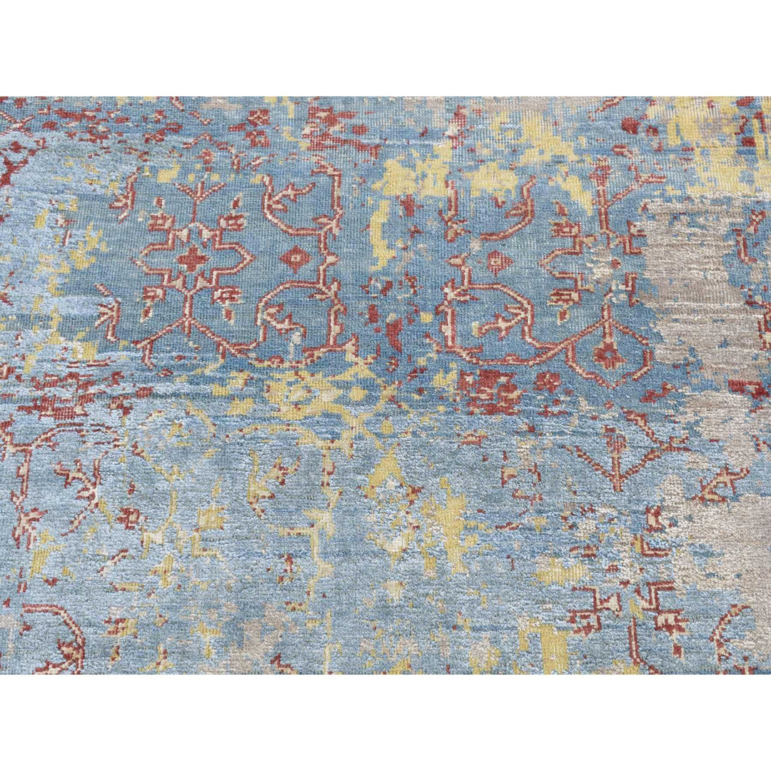 3'10" x 5'10" New Hand Knotted Blue Wool Rectangle Oriental Rug - MOA10287197