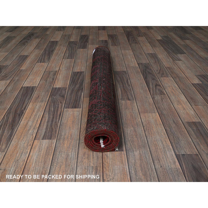 3'3" x 6'8" Vintage Hand Knotted Red Wool Runner Oriental Rug - MOA102871