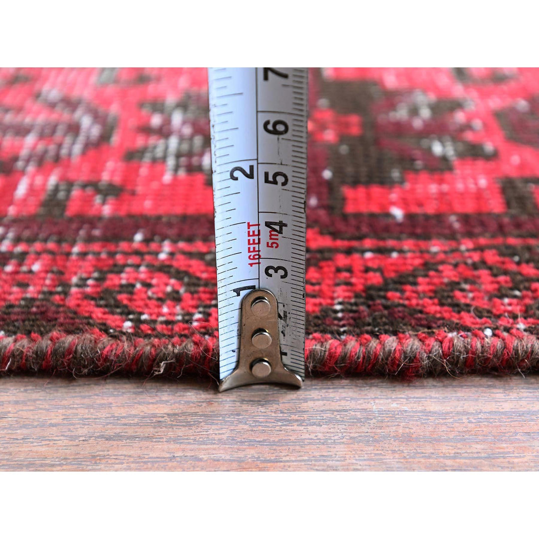 3'3" x 6'8" Vintage Hand Knotted Red Wool Runner Oriental Rug - MOA102871