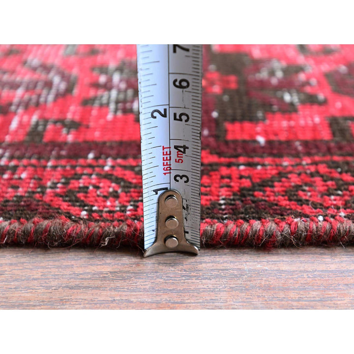 3'3" x 6'8" Vintage Hand Knotted Red Wool Runner Oriental Rug - MOA102871
