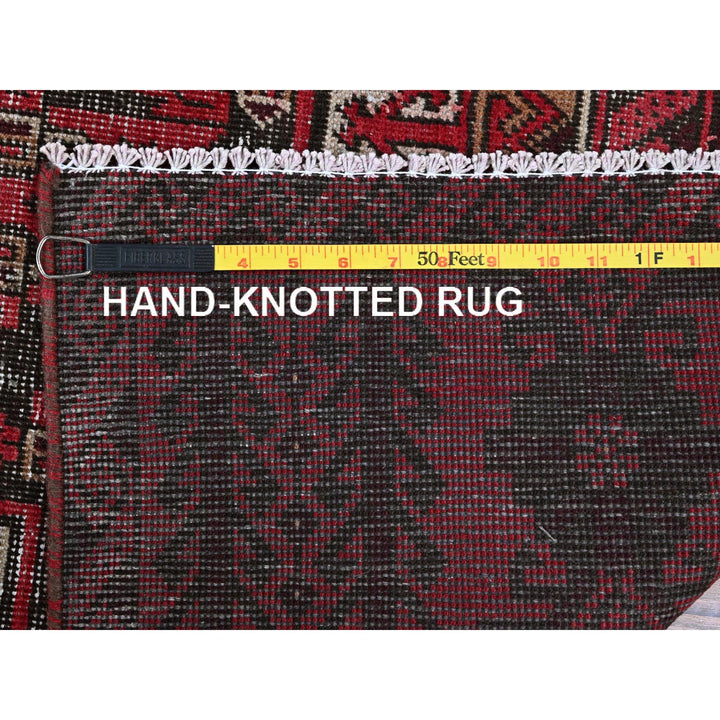 3'3" x 6'8" Vintage Hand Knotted Red Wool Runner Oriental Rug - MOA102871
