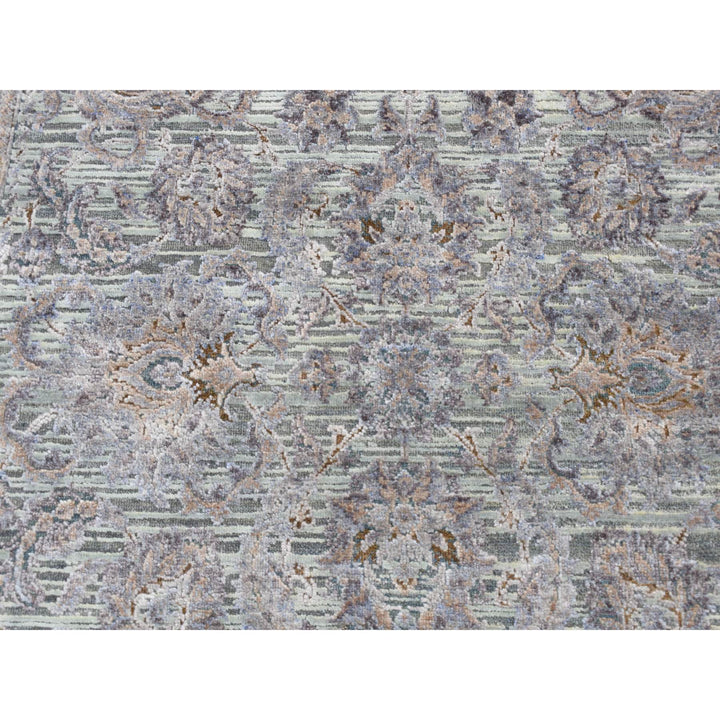 4'1" x 6'2" New Hand Knotted Green Wool & Silk Rectangle Oriental Rug - MOA10287217