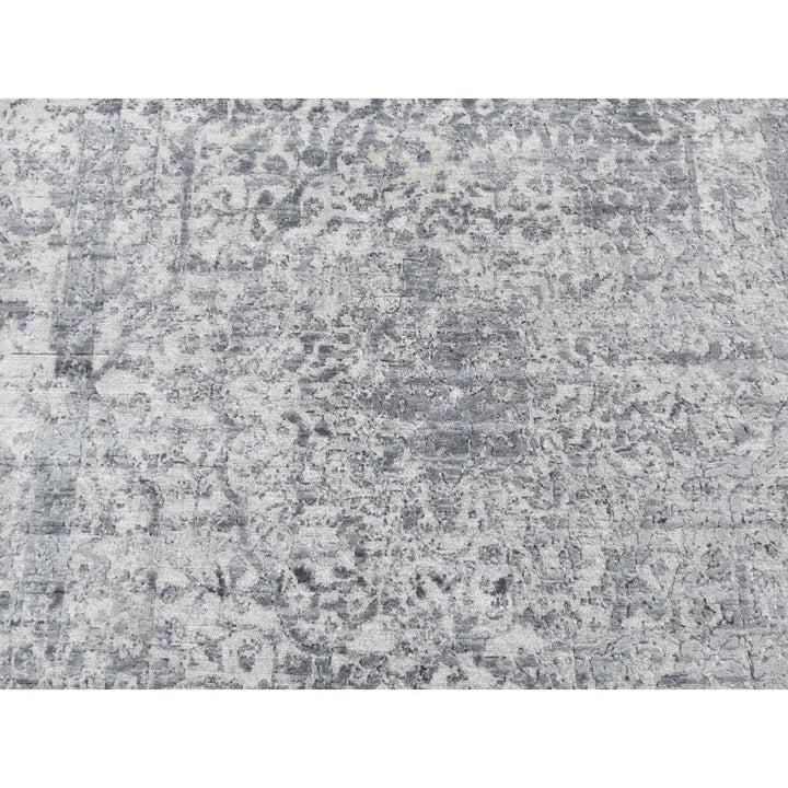 4'1" x 6'0" New Hand Knotted Grey Wool & Silk Rectangle Oriental Rug - MOA10287222