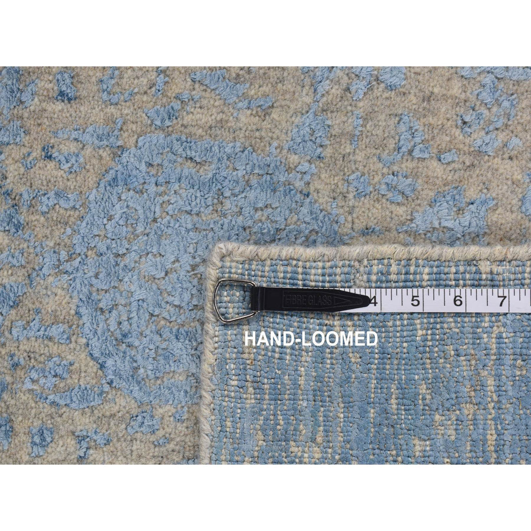 2'5" x 10'1" New Hand Loomed Blue Wool & Art Silk Runner Oriental Rug - MOA10287247