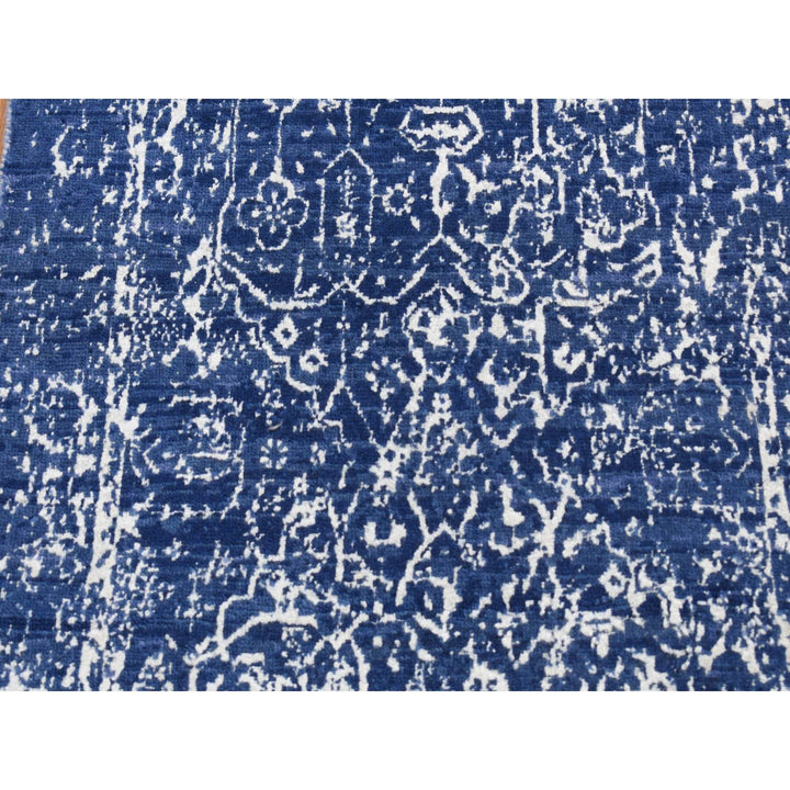 2'5" x 7'6" New Hand Knotted Blue Wool & Silk Runner Oriental Rug - MOA10287249