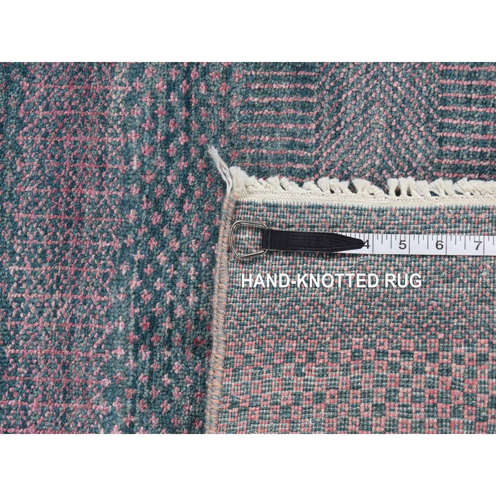 2'7" x 8'10" New Hand Knotted Green Wool & Silk Runner Oriental Rug - MOA10287257