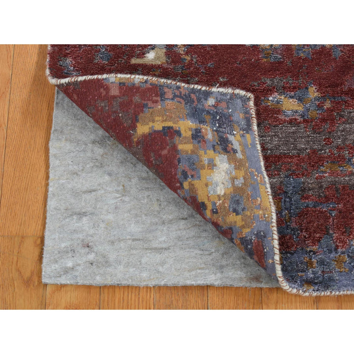 2'6" x 10'0" New Hand Knotted Grey Wool & Silk Runner Oriental Rug - MOA10287277