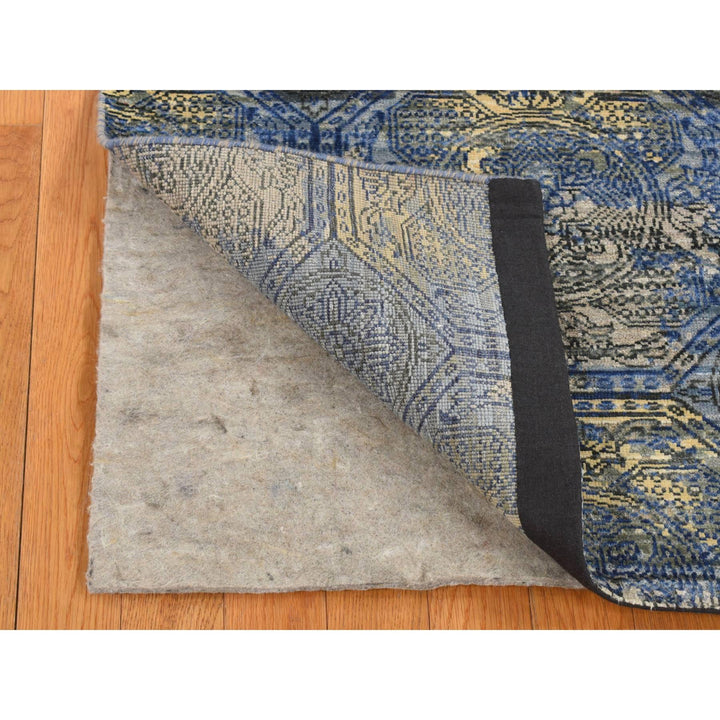 2'8" x 9'1" New Hand Knotted Blue Wool & Silk Runner Oriental Rug - MOA10287279