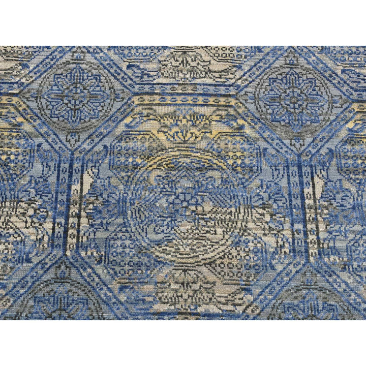 2'8" x 9'1" New Hand Knotted Blue Wool & Silk Runner Oriental Rug - MOA10287279