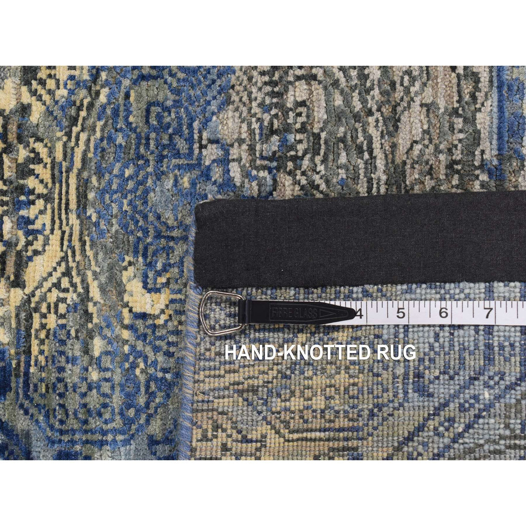 2'8" x 9'1" New Hand Knotted Blue Wool & Silk Runner Oriental Rug - MOA10287279