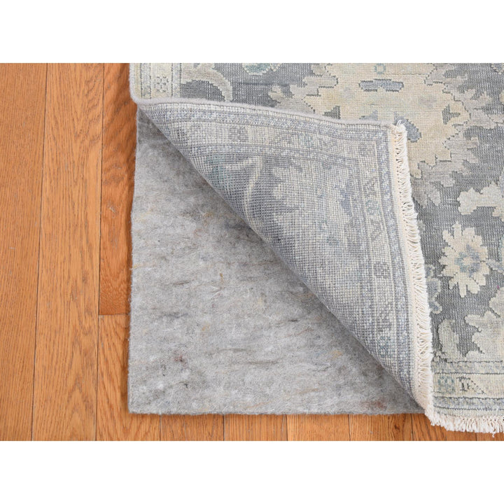 2'6" x 10'2" New Hand Knotted Grey Wool & Silk Runner Oriental Rug - MOA10287287