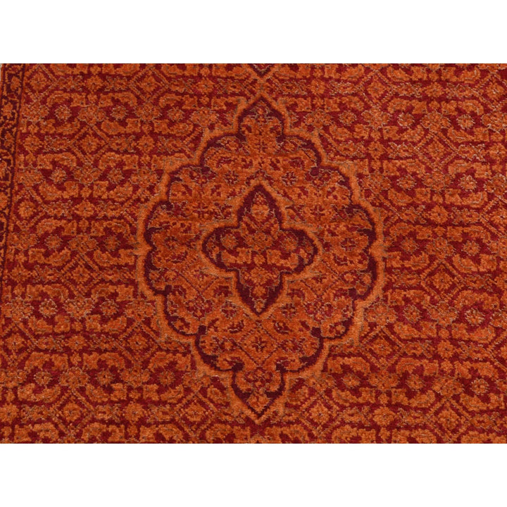 2'9" x 11'10" New Hand Knotted Orange Cotton Runner Oriental Rug - MOA10287308