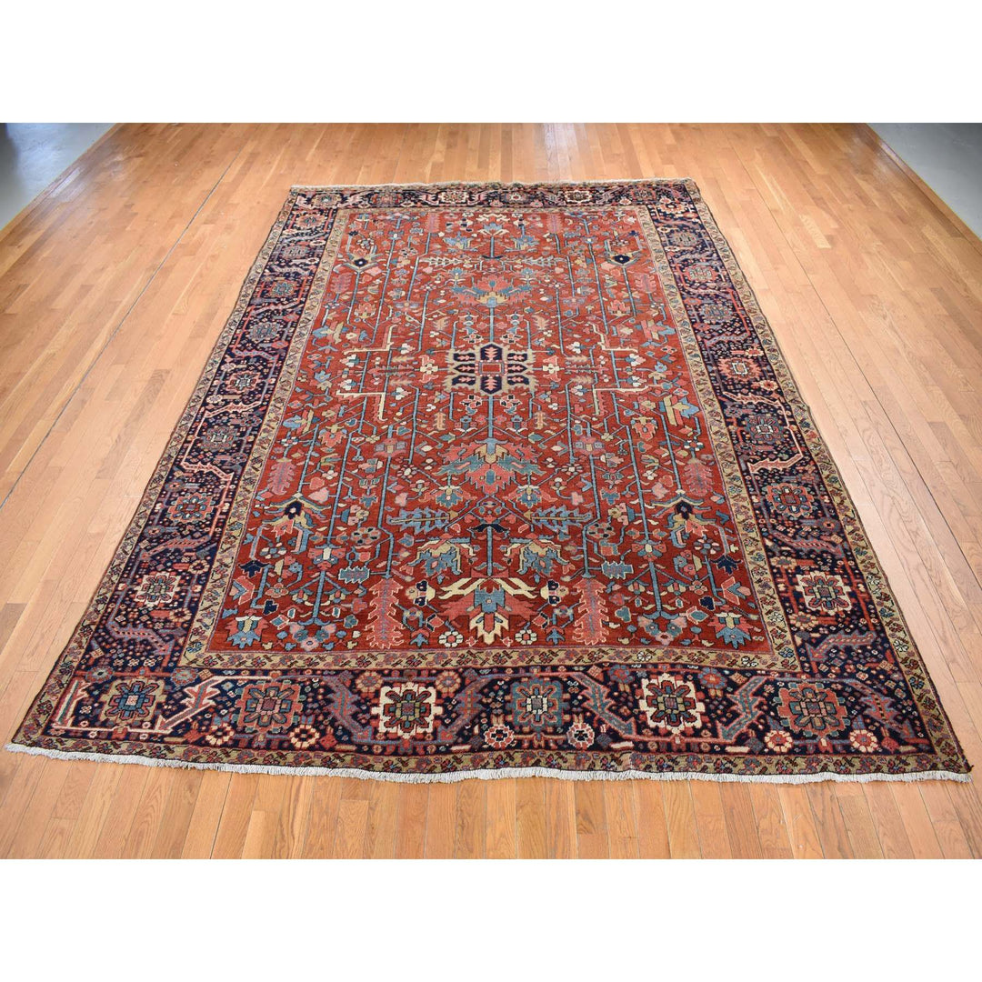9'4" x 12'10" Vintage Hand Knotted Red Wool Rectangle Oriental Rug - MOA10287310