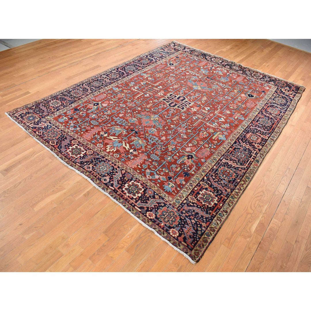 9'4" x 12'10" Vintage Hand Knotted Red Wool Rectangle Oriental Rug - MOA10287310