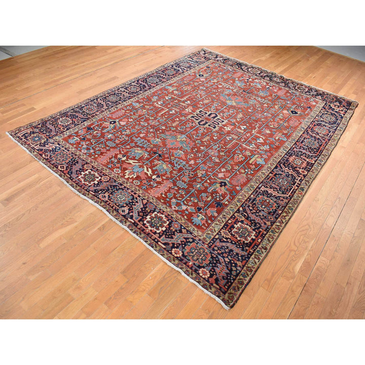 9'4" x 12'10" Vintage Hand Knotted Red Wool Rectangle Oriental Rug - MOA10287310