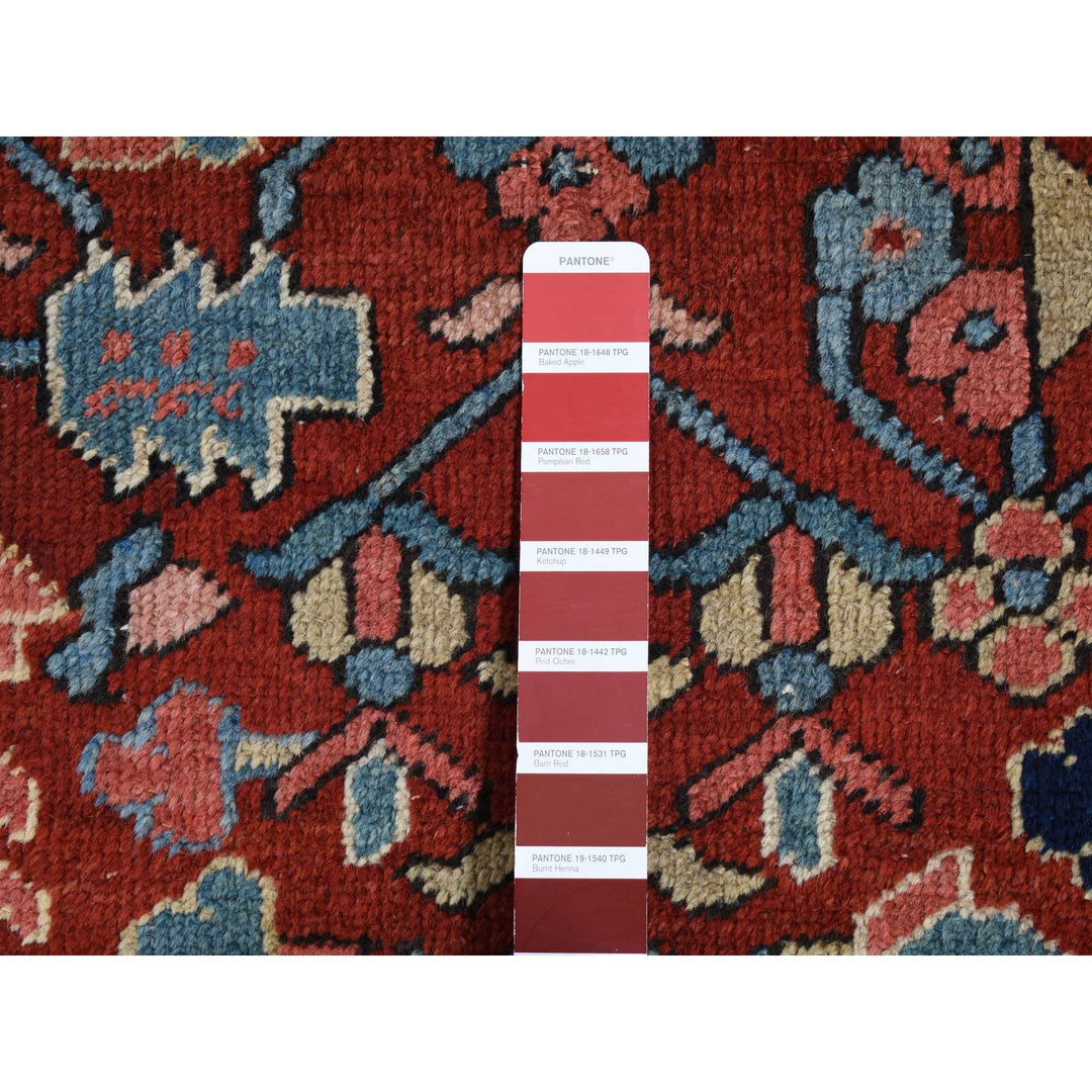 9'4" x 12'10" Vintage Hand Knotted Red Wool Rectangle Oriental Rug - MOA10287310