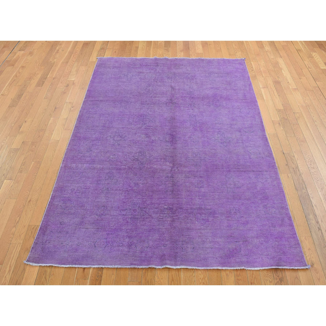 6'0" x 9'0" New Hand Knotted Purple Cotton Rectangle Oriental Rug - MOA10287321