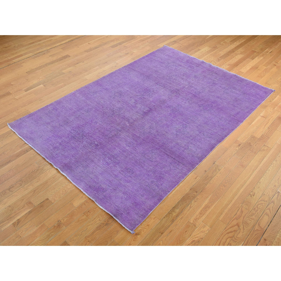 6'0" x 9'0" New Hand Knotted Purple Cotton Rectangle Oriental Rug - MOA10287321