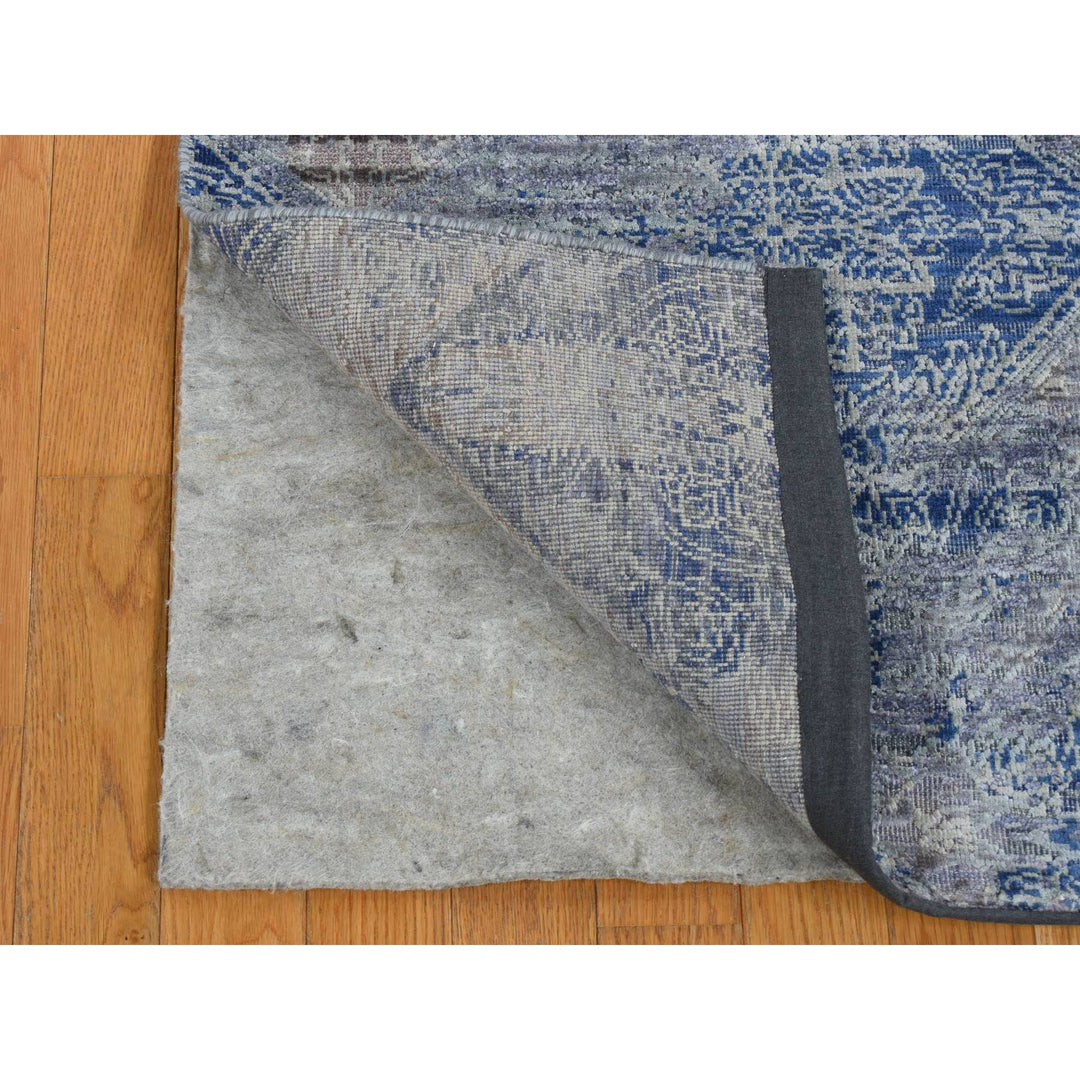 2'6" x 6'0" New Hand Knotted Blue Wool & Silk Runner Oriental Rug - MOA10287337