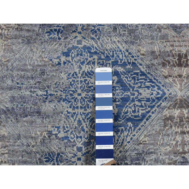 2'6" x 6'0" New Hand Knotted Blue Wool & Silk Runner Oriental Rug - MOA10287337