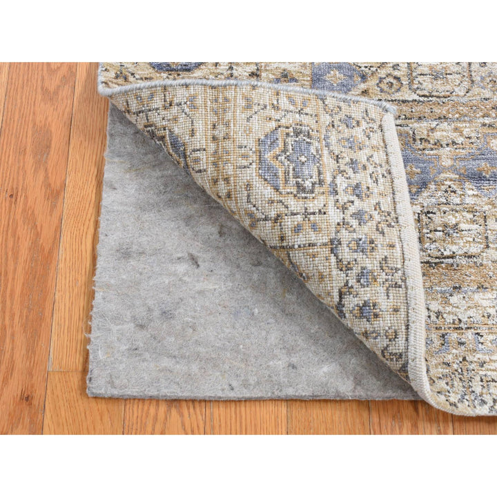 2'7" x 6'1" New Hand Knotted Brown Wool & Silk Runner Oriental Rug - MOA10287349