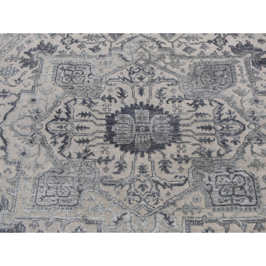 8'1" x 8'1" New Hand Knotted Grey Cotton Round Oriental Rug - MOA10287366